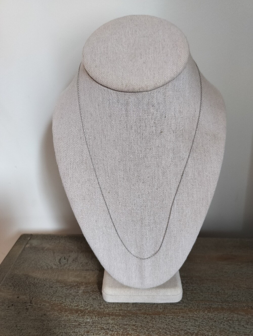 Signed 14k XL White Gold Fibe Necklace